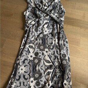 Prana Black and White Patterned Midi Dress